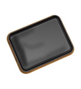 Lava Döküm Dikdörtgen Servis Tabağı Kayın Servis Ahşabı. Ölçü 34x25cm. (Siyah)