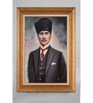 Çerçeveli Paspartulu Atatürk Tablo a512 (Gold)
