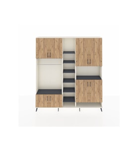 Arges Dolap 18 Raflı 8 Kapaklı Tek Askılı 220x30x243 Aytaşı-Çam/Antrasit