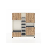 Arges Dolap 18 Raflı 8 Kapaklı Tek Askılı 220x30x243 Aytaşı-Çam/Antrasit