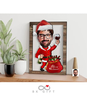 BK Gift Kişiye Özel Yeni Yıl Karikatürlü 3D Ahşap Tablo-6