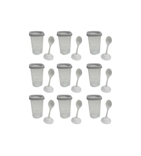 Plastik kendinden kaşıklı baharatlık kutusu 9'Lu BEYAZ