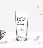 BK Gift Kişiye Özel Renkli Baskılı Garson Kapıyı Getir Tasarımlı Rakı Bardağı-1 (Beyaz)