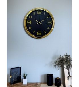 River World Duvar Saati 40 cm  Metal Tasarımı Özel 24 Saat Göstergeli Elegance Gold