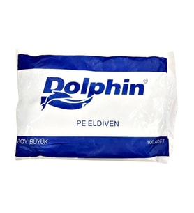 Dolphin PE İş Temizlik Tek Kullanımlık Şeffaf Poşet Market Eldiven / Büyük Boy / 100 Adetlik 1 Paket
