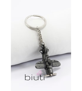Üç Boyutlu Pervaneli Metal Uçak Anahtarlık, Hediyelik Çanta Süsü