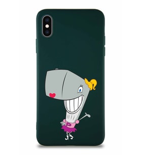 Apple iPhone XS Max Soft Premier Kapak Pearl Yengeç Tasarımlı Silikon Kılıf - Yeşil (Şeffaf)