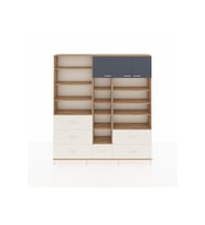Arges Dolap 17 Raflı 6 Çekmeceli 3 Kapaklı 220x30x243 Çam-Antrasit/Aytaşı