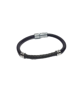 JTSS26BLK1788 ALAŞIMLI METAL KİLİT HAKİKİ DERİ JANTİ BİLEKLİK