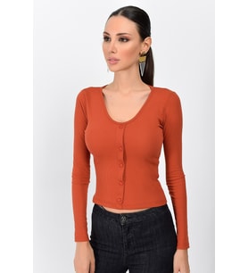 9362940 Kaşkorse Önü Düğmeli Uzun Kol Bluz KIREMIT (Kiremit)