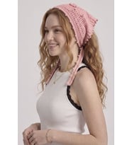 Kadın File Örgü Dantel Görünümlü Çok Amaçlı Bandana Yazlık Plaj Uyumlu Delikli Triko Saç Bandanası Ve Bel Aksesuarı