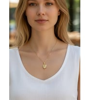 Çelik Gold Taşlı Kolye - 25ctr425