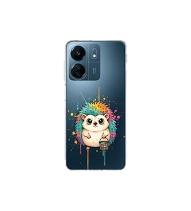 Redmi 13C ile Uyumlu Splash Kirpi Tasarımlı Şeffaf Silikon Kılıf