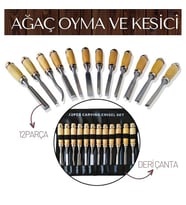Elena 12 Parça Çantalı Ağaç Oyma ve Kesici Set