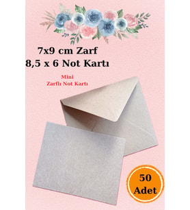 50 Adet Bohem Zarf & Kart Seti - Paketleme Kartı - Ambalaj Kartı - Tebrik Kartı