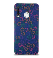 Huawei P 30 Lite Uyumlu Lansman Kılıf Hello Kitty Tasarımlı İçi Kadife Lacivert Kapak (Şeffaf)