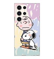 Samsung Galaxy S23 ULTRA Uyumlu Snoopy ve Charlie Brown Tasarımlı Şeffaf Telefon Kılıfı