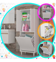 Modilayn 55*138 cm Esinti Kirli Çamaşır Sepetli Düzenleme Havlu Dolabı Mutfak Dolabı (Beyaz)