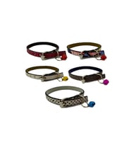 5 li Set Zilli Deri Kedi Tasması 30 cm
