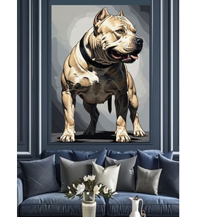 Pitbull Köpek Vahşi Portre Dekoratif Kanvas - Mdf Ahşap Tablo