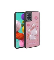 Samsung Galaxy A51 Uyumlu Kılıf Parlayan Kabartmalı İkonik Figürlü Zore Amas Silikon Kapak (Pembe)