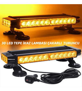 Tepe Lamba 4 Yönlü Turuncu Çakarlı Ikaz Lambası 28 Farklı Modlu Manyetik Mıknatıslı Tepe Lambası 30 