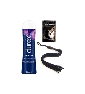 Durex Extreme AnalJel 50 ml + Siyah Püsküllü Deri Kırbaç + Hediye