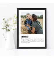 KİŞİYE ÖZEL TASARIM HEDİYE  ANNE SİYAH  SÖZLÜK  ANLAMI FOTOĞRAF ÇERÇEVESİ  21X30