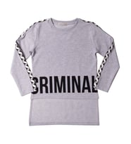 Toontoy Kız Çocuk Criminal Baskılı İki Kolu Şeritli Tişört ( Gri-Melanj)