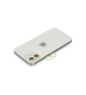 Newface Apple iPhone 12 Mini Renkli Kamera Lens Koruma Cam - Turuncu-Yeşil