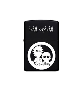 Rick and Morty Desenli Kişiye Özel İsimli Benzinli Siyah Metal Çakmak 2