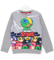 Brawl Stars Baskılı Erkek Çocuk Sweatshirt 5 - 13 Yaş Gri