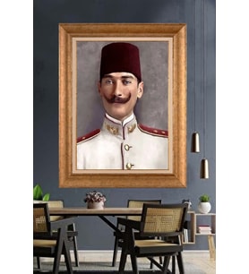 Altın Varaklı Çerçeveli Paspartulu Atatürk Tablo DC1249 (Gold)