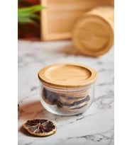 300 ml Bambu Kapaklı Cam Kahvaltılık Saklama Kabı 1 adet