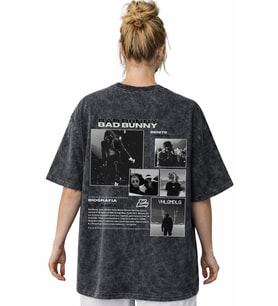 Tasarım Bad Bunny Benito Sırt Baskılı Unisex Oversize Vintage Yıkamalı Tişört
