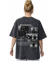 Tasarım Bad Bunny Benito Sırt Baskılı Unisex Oversize Vintage Yıkamalı Tişört