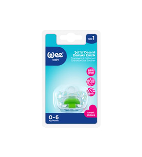 Wee Baby Şeffaf Desenli Damaklı Emzik No:1 0-6 ay Yeşil