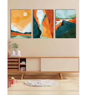 Soyut Manzara Kanvas Tablo Seti 3 Adet x 40x55cm (Karışık)