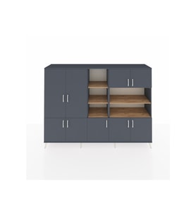 Hyperion Dolap 14 Raflı 9 Kapaklı 220x44x163 Antrasit-Antrasit/Çam