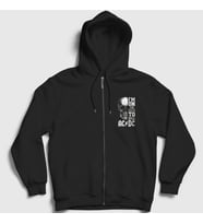 Presmono Unisex Siyah Highway To Hell Skull AC/DC Fermuarlı Kapüşonlu Sweatshirt 6477tt
