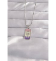 316L Çelik Gümüş Renk Karışık Mineli Ay Figür Tarot Kolye 5886 - HPSBYI3101-9214