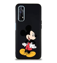 Realme 7 Soft Premier Kapak Mickey Mouse-D Tasarımlı Silikon Kılıf - Siyah (Şeffaf)