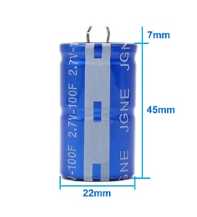 100F 2.7V Süpercap 22x45mm DIP  Süper Kapasitör Enerji Depolama Güneş Rüzgar Akü Batarya Güç Kaynağ