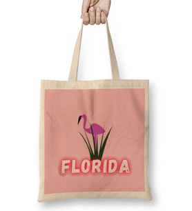 Florida Gift - Vintage Retro Rainbow Bez Çanta Uzun Saplı