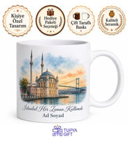 Ortaköy Temalı İstanbul Kupası Özel Baskılı Porselen Hediye Bardak