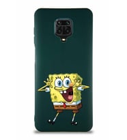 Xiaomi Redmi Note 9S Soft Premier Kapak Sünger Bob Tasarımlı Silikon Kılıf - Yeşil (Şeffaf)