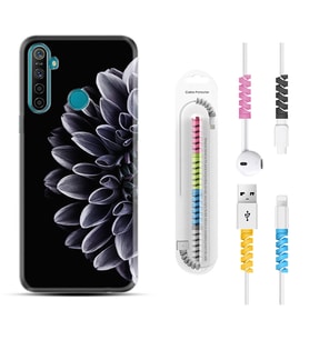 Realme 5i 5 Pro 6i 7 Pro 8 Kılıf Kablo Koruma Spiral Silikon Çiçekler 1639