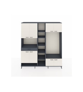 Hyperion Dolap 12 Raflı Tek Çekmeceli 8 Kapaklı 220x44x243 Antrasit-Aytaşı/Antrasit