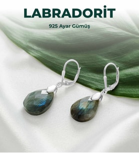 LuxtoneSertifikalı Labradorit 925 Ayar Gümüş Küpe Kadın Takı LX0530KP
