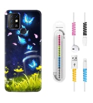 INFINIX Hot 8 9 10 11S Hot 10 Play 10T Kılıf Kablo Koruma Spiral Silikon Neon Butterflys 1309